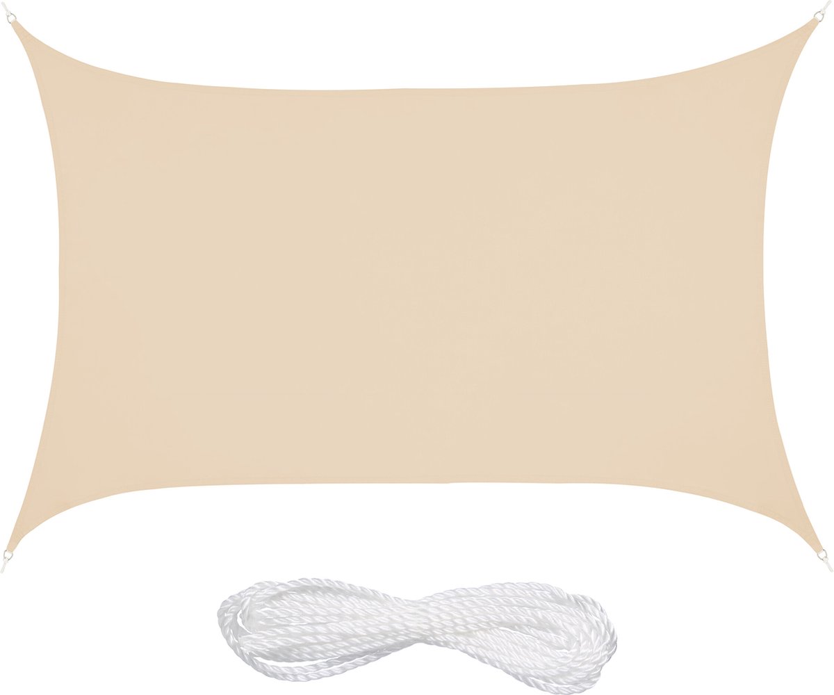 Relaxdays schaduwdoek rechthoekig zonnedoek polyester schaduwzeil concaaf beige 2 x 3 m
