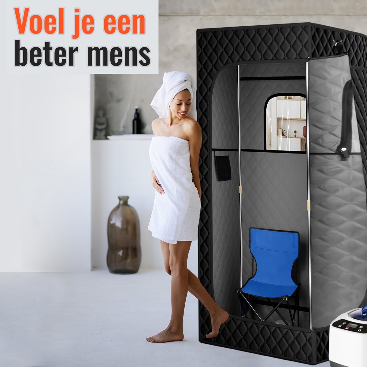 Ferodelli Draagbare Mobiele Sauna - Stoomcabine - Sauna Deken - Sauna Tent - Portable - Stoomsauna - Sauna Badjas - Inclusief Stoel & Generator thumbnail 6