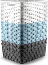 Plasticforte Opbergmand - Kastmand - rotan kunststof - zwart - 12 Liter - 30 x 37 x 13 cm