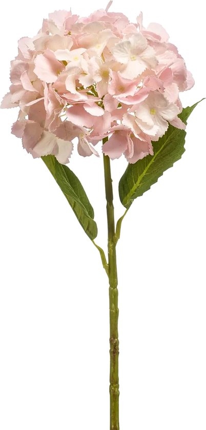 Emerald Kunstbloem hortensia tak - 52 cm - licht roze - Real Touch - hydrangea - kunst zijdebloemen