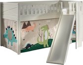 Vipack - Halfhoogslaper Scottie met glijbaan en dino - 90x200 - Wit