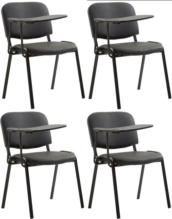 CLP Ken Set van 4 stoelen - met klaptafel - Kunstleer zwart
