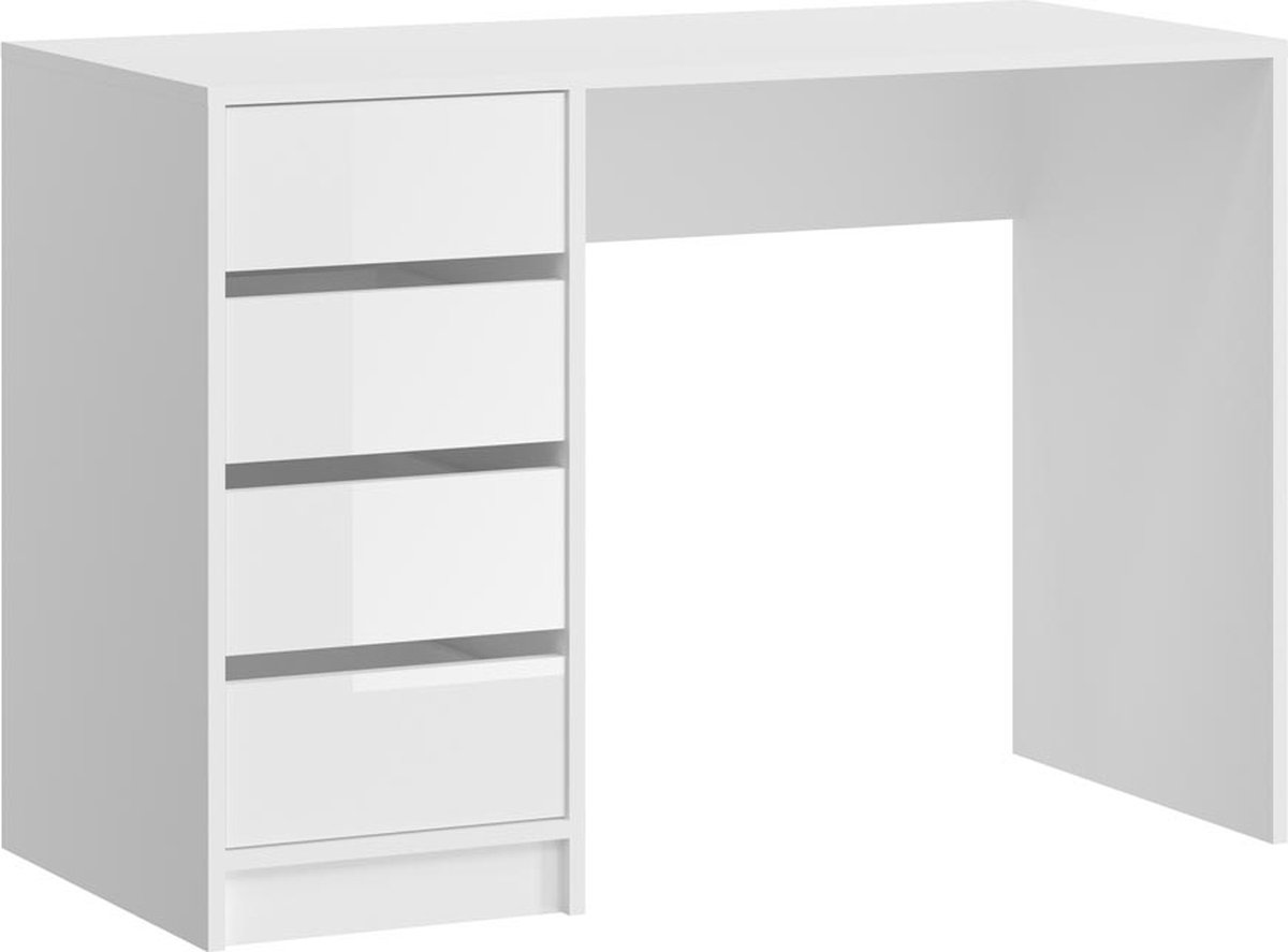 Emma kaptafel 4 laden hoog glans wit,wit.