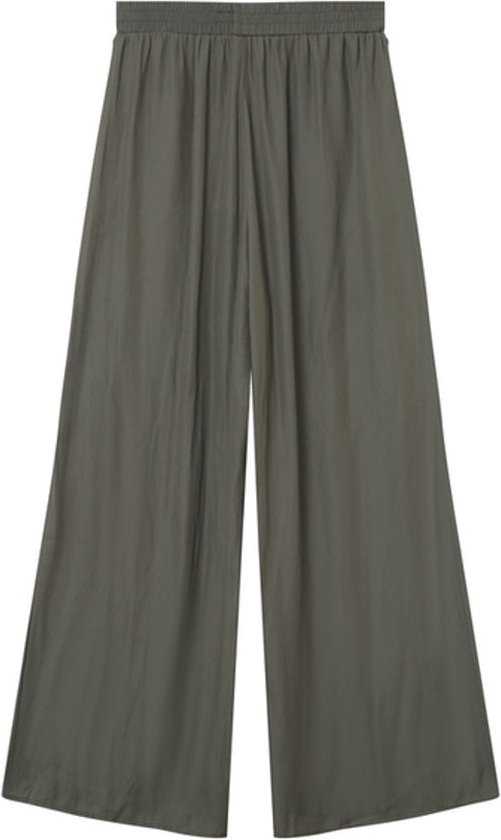 Pantalon large aspect satin vert kaki Matcha - Grace & Mila