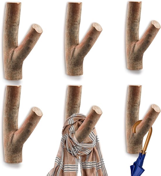 6-stuks-houten-muurhaken-boomtak-echt-hout-ophanghaken-zelfklevende