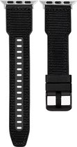 Hybride nylon-siliconen bandje - geschikt voor Apple Watch Series 1/2/3/4/5/6/7/8/9/SE met case size 38 mm / 40 mm / 41 mm - zwart