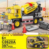 WOMA City Builder - Cement Mixer - Bouwpakket - Bouwblokken - Bouwset - 3D puzzel - Mini blokjes - Compatibel met Lego bouwstenen - 397 Stuks