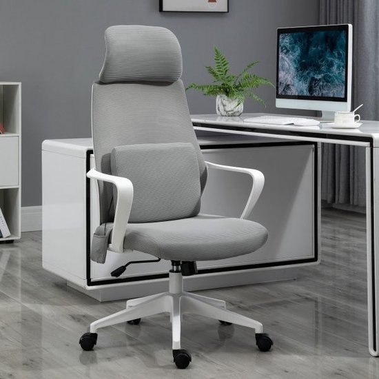 Gaming stoel bureaustoel massage stoel swivel stoel hoogte verstelbare ergonomische massage nylon grijs 62x60x114-122 cm