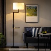 Staande lamp, vloerlamp met plank, 40 W standlamp met USB -aansluiting, staande lamp, staal, crème, Ø40 x 168 cm, exclusief gloeilamp