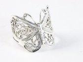 Opengewerkte zilveren vlinder ring - maat 20
