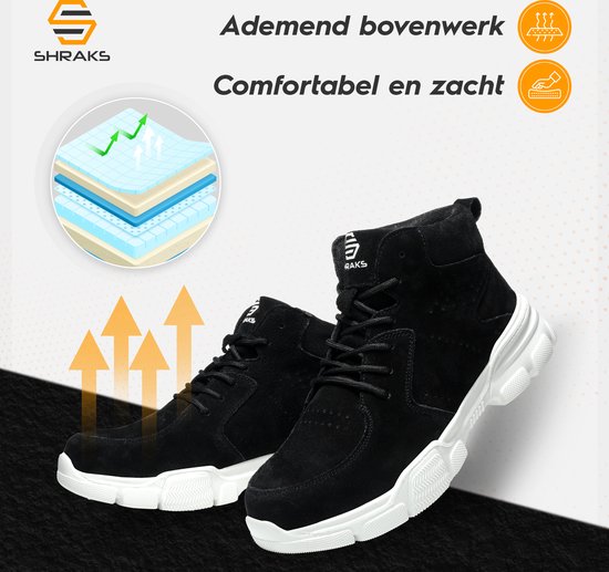 Chaussures de sécurité Shraks Stride - Chaussures de travail pour femmes et hommes - Embout en acier - Sneaker - Design respirant et léger - Taille 39