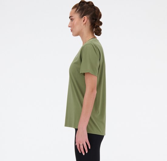New Balance Short Sleeve Dames Sportshirt - DARK OLIVINE - Maat S