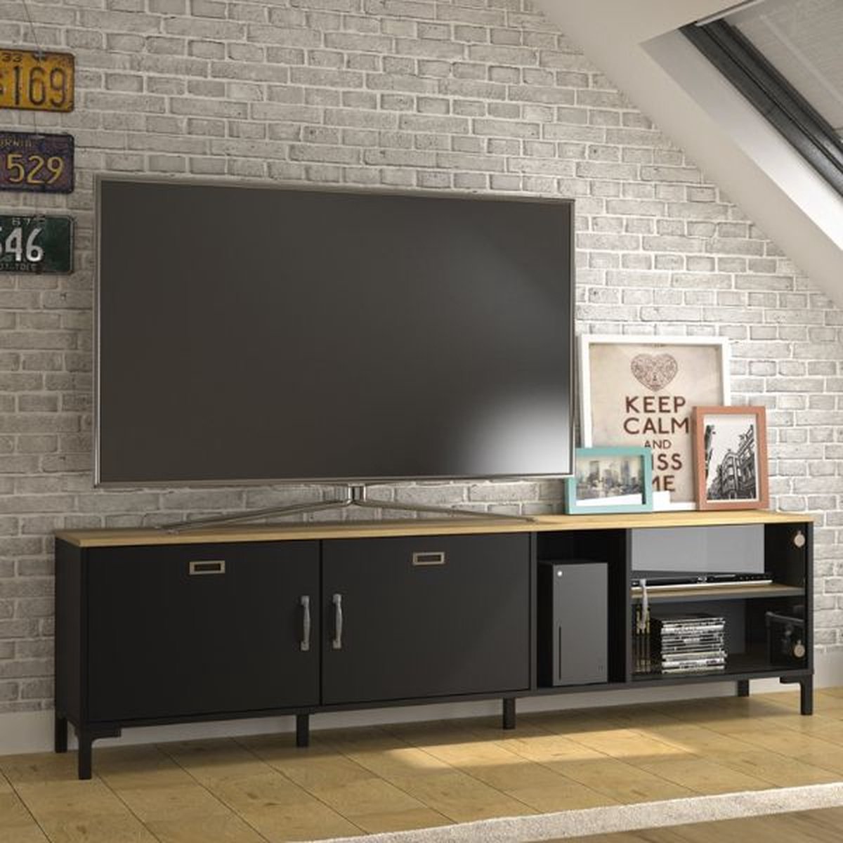 Diagone tv-meubel Manchester | 190 x 41 x 55 cm | Helvezia Oak-design Antraciet