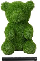 Grasdier-zittende beer hoofd voorwaarts 50 cm-grasfiguur-tuinknuffel-kunstgras-grasfiguur tuindecoratie-