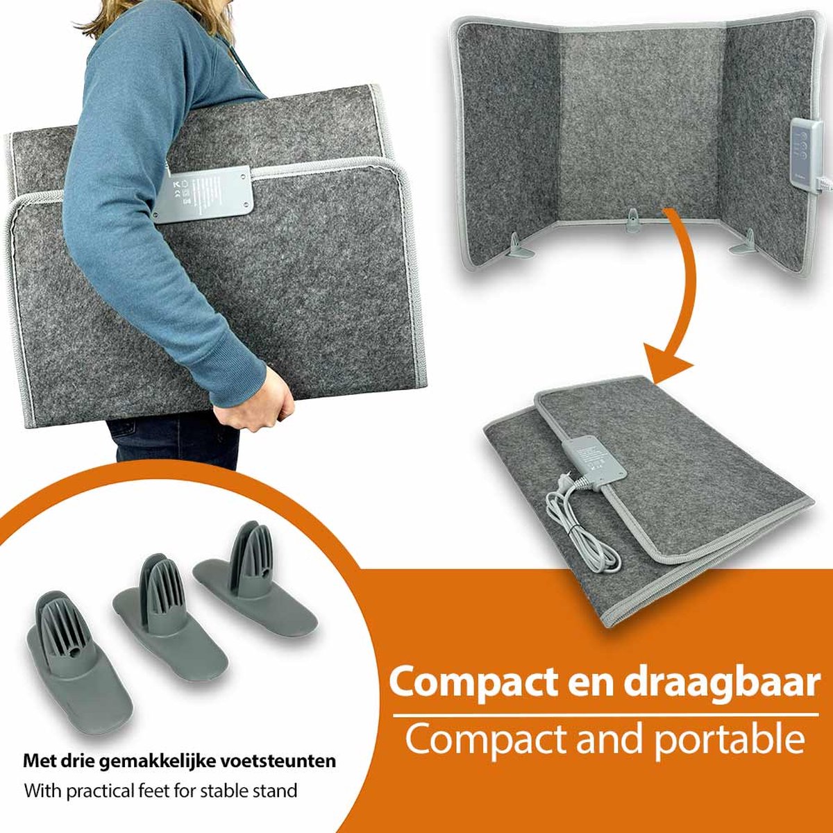 SHARK Vouwbaar infrarood paneel met 3 warmtestanden | Mobiele Heater Verwarming | Infrarood paneel | Bureau verwarming | Mobiel Infraroodverwarmer | Met 3 warmtestanden | Vouwbaar | Verplaatsbaar en Gericht Elektrisch Bijverwarmen – foto 2