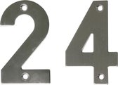 AMIG Huisnummer 24 - massief Inox RVS - 10cm - incl. bijpassende schroeven - zilver