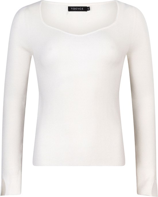 Ydence Knitted Top Chiara Tops & T-shirts Dames - Shirt - Gebroken wit - Maat L