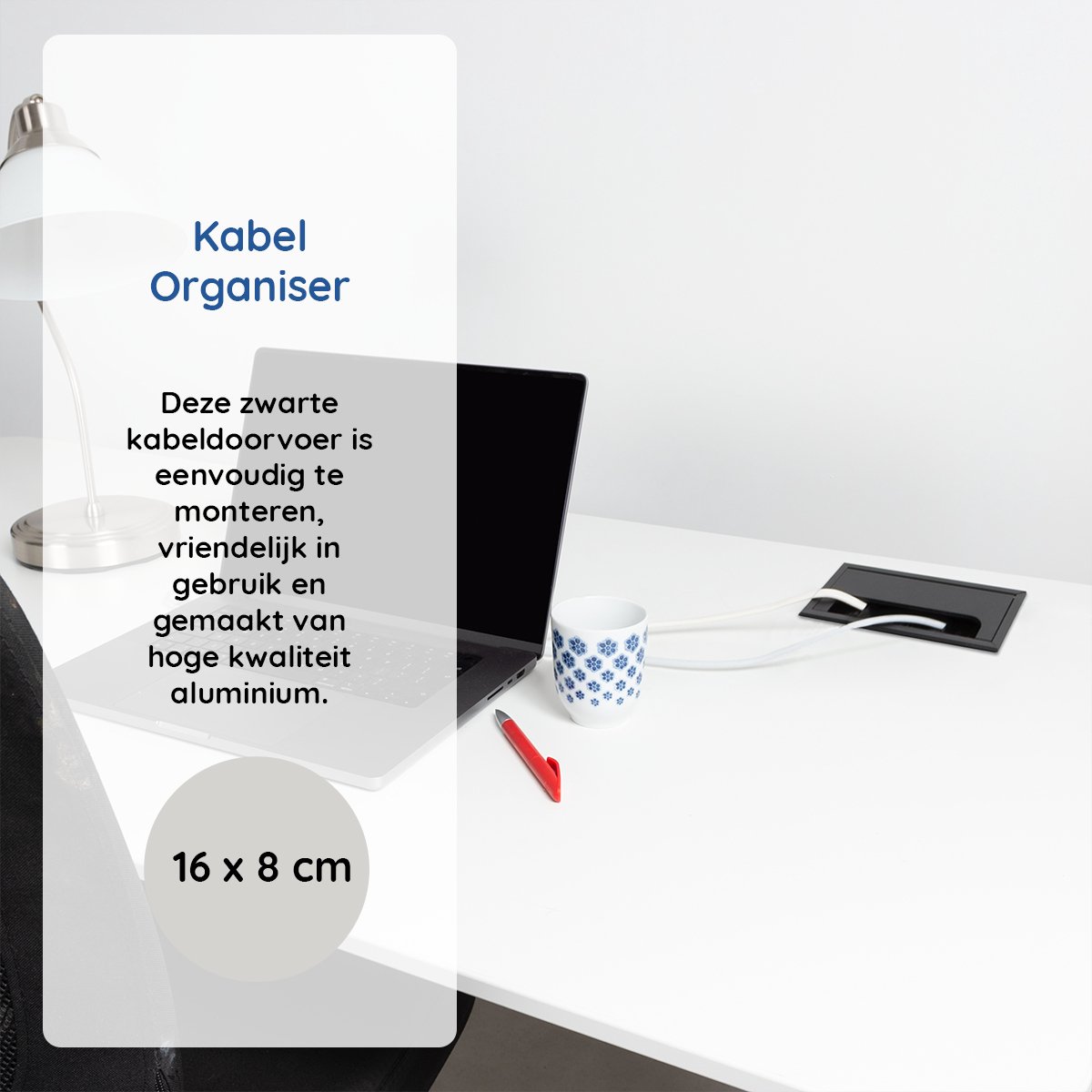 QUARKZMAN 1 stuk 2,17 inch (55 mm) kabeldoorvoer van nylon voor bureau