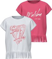 NAME IT NKFVALONE 2P CAPSL SHORT TOP Meisjes T-Shirt - Camellia RosePack:Bright White - Maat 158/164