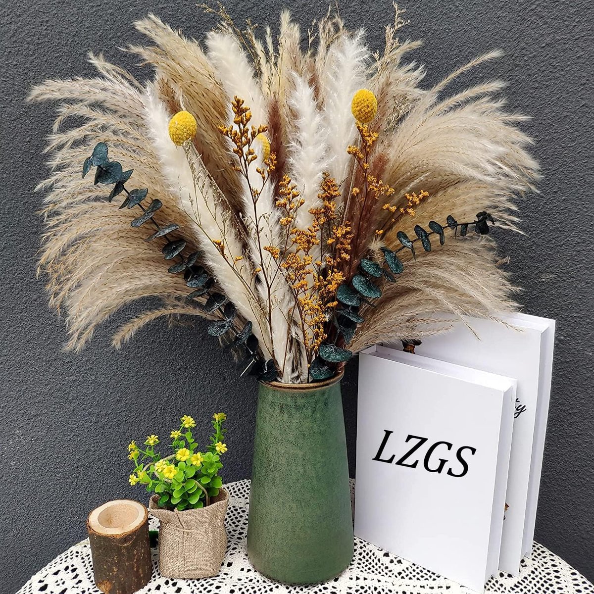 Pampasgras gedroogd 60 stuks natuurlijke droogbloemen decoratie DIY droge bloemen boeket, pampasgras boeket rietbloem decoratie ideaal voor boho woonkamer slaapkamer en vazen