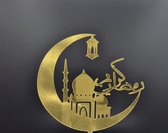 Taartdecoratie Eid Mubarak - 4 Stuks - Goud - Eid Mubarak Taarttopper & Caketopper Set – Ramadan - Suikerfeest - Cake Topper