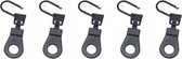 Knaak 5x hersluitbare ritstrekker - lipje rits aanklikbaar - vervangende ritssluiter bij kapotte rits - 4 cm - Zwart
