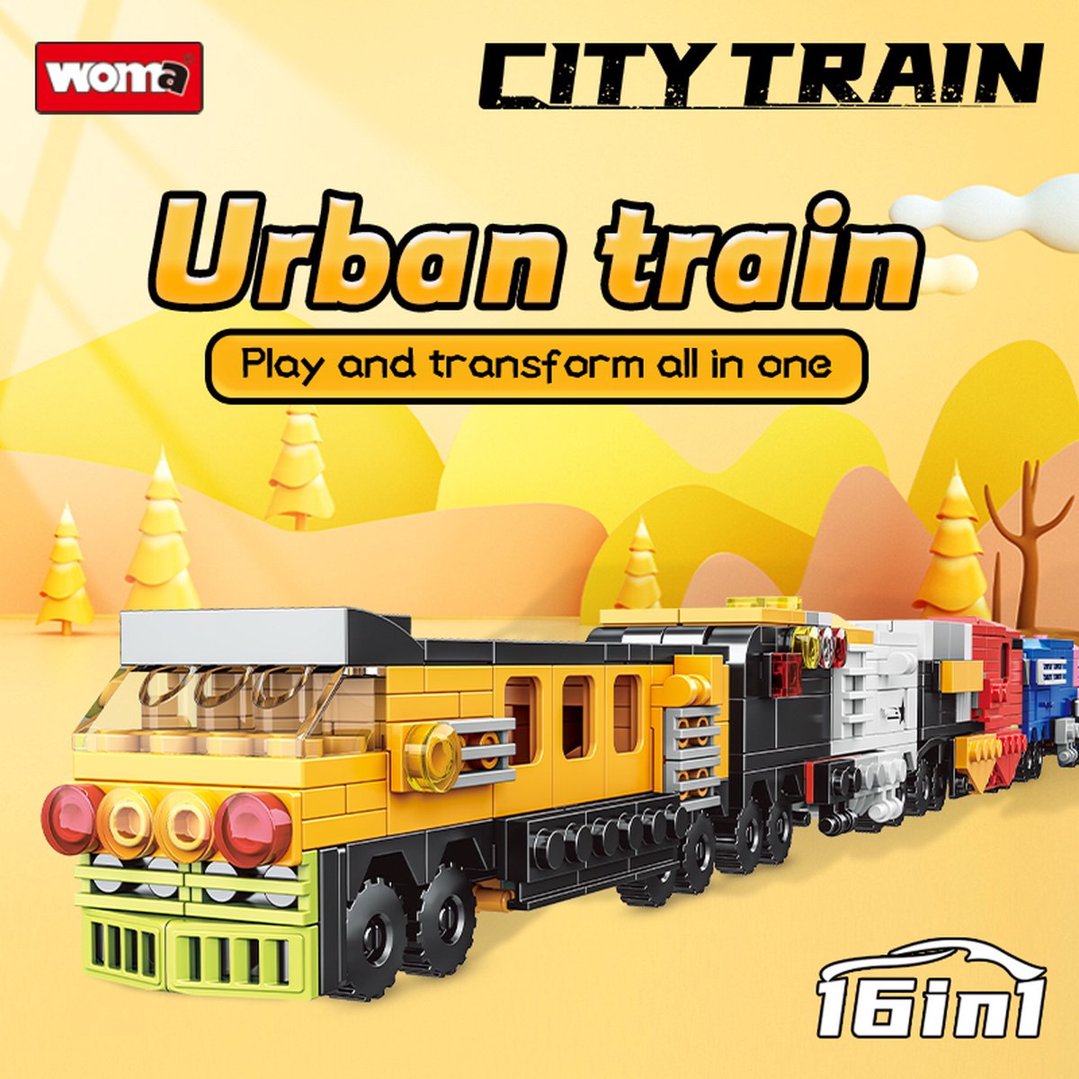 Woma City Train Urban Train Bouwpakket Bouwblokken Bouwset 3D puzzel Mini blokjes Compatibel met Lego bouwstenen 710 Stuks