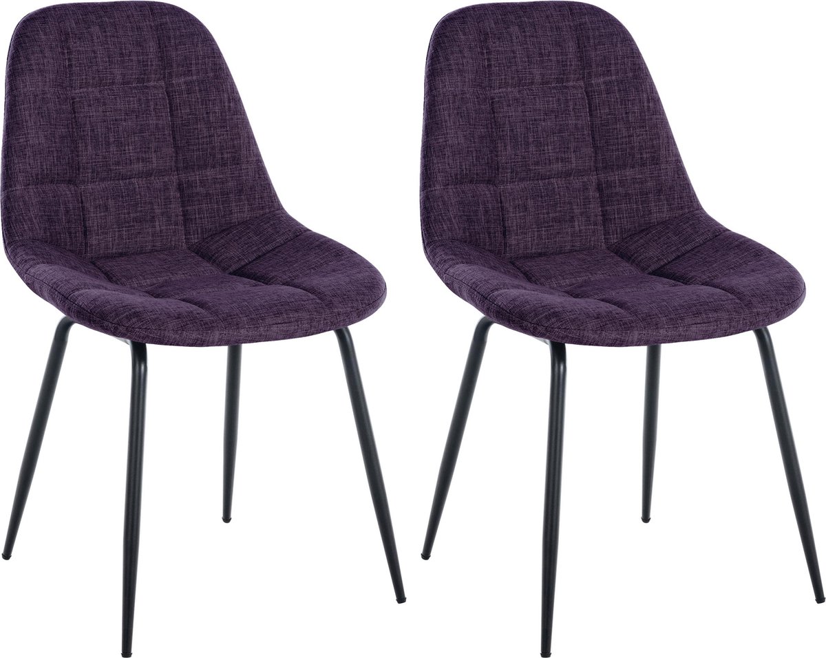 CLP Tom Set van 2 Eetkamerstoelen - Zonder armleuning - Fauteuil - purper Stof