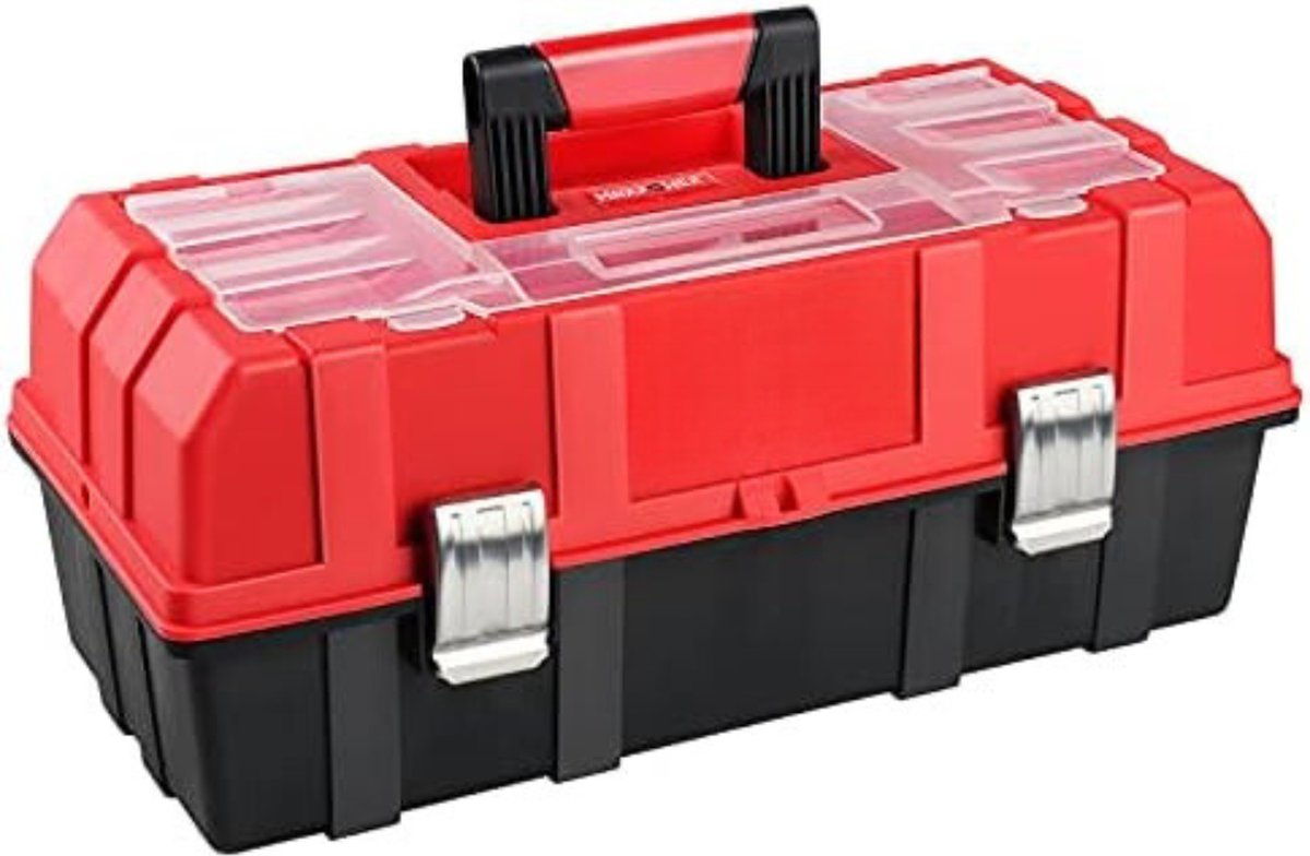 Gereedschapskist Leeg Gereedschapskoffer Leeg Gereedschapskoffer 42x16 5x17cm Rood|Zwart