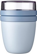 Lunchpot Ellipse Mini - praktische yoghurtbeker en mueslibeker - onderverdeling voor yoghurt en muesli - geschikt voor vriezer, magnetron en vaatwasser - 300 ml + 120 ml - Nordic Blue