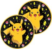 Amscan Assiettes à gâteaux pour fête à thème Pokémon - 16x - noir/jaune - karton - D23 cm
