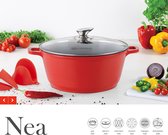 9380 Nea Non-Stick Diecast Stockpot cooking pot Rossa with Silicone Grips | 28cm | 6.1L