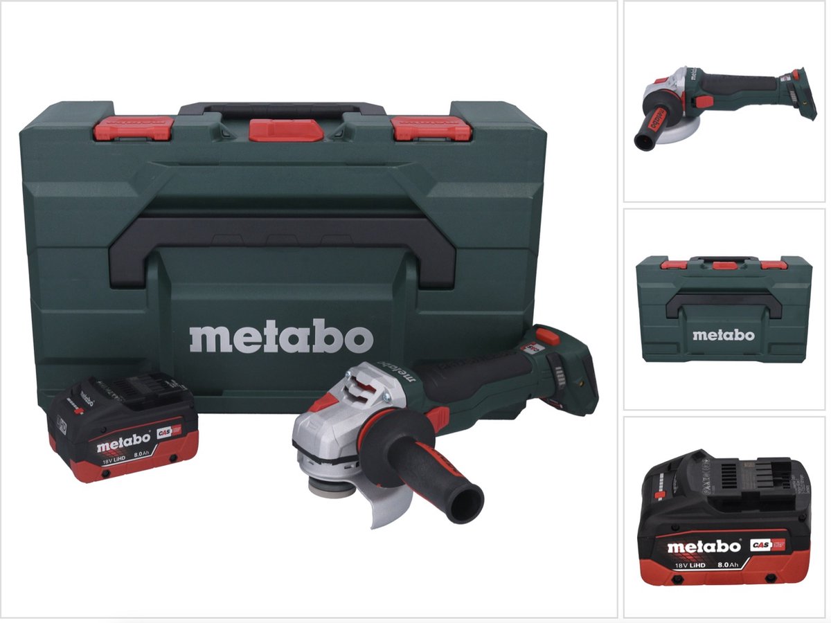 Metabo WB 18 LTX BL 15-125 Quick accu haakse slijper 18 V 125 mm borstelloos + 1x accu 8.0 Ah + metaBOX - zonder lader