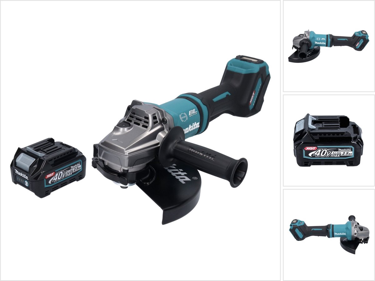 Makita GA 038 GD1 accu haakse slijper 40 V max. 230 mm borstelloos XGT + 1x accu 2,5 Ah - zonder oplader