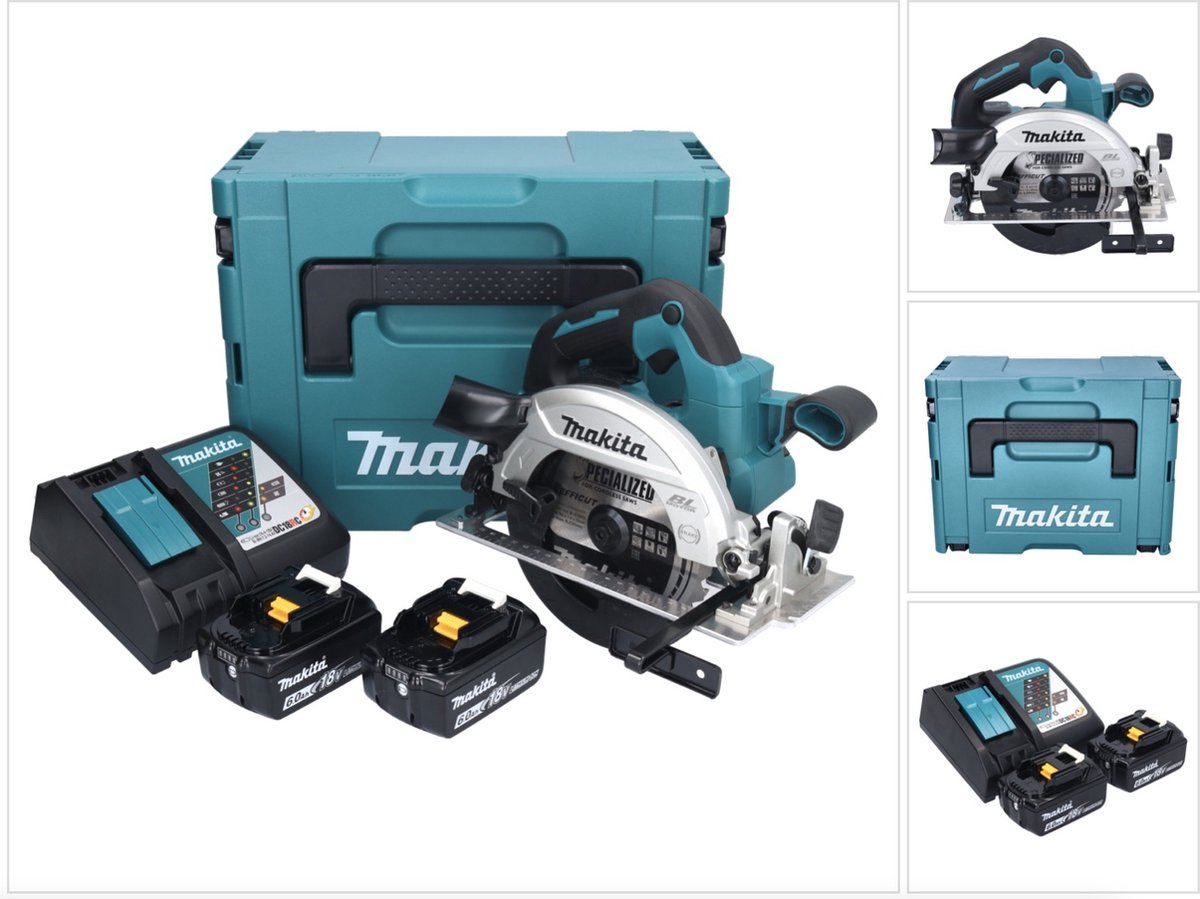 Makita DHS 661 RGJ accu-handcirkelzaag 18 V 165 mm borstelloos + 2x accu 6,0 Ah + oplader + Makpac