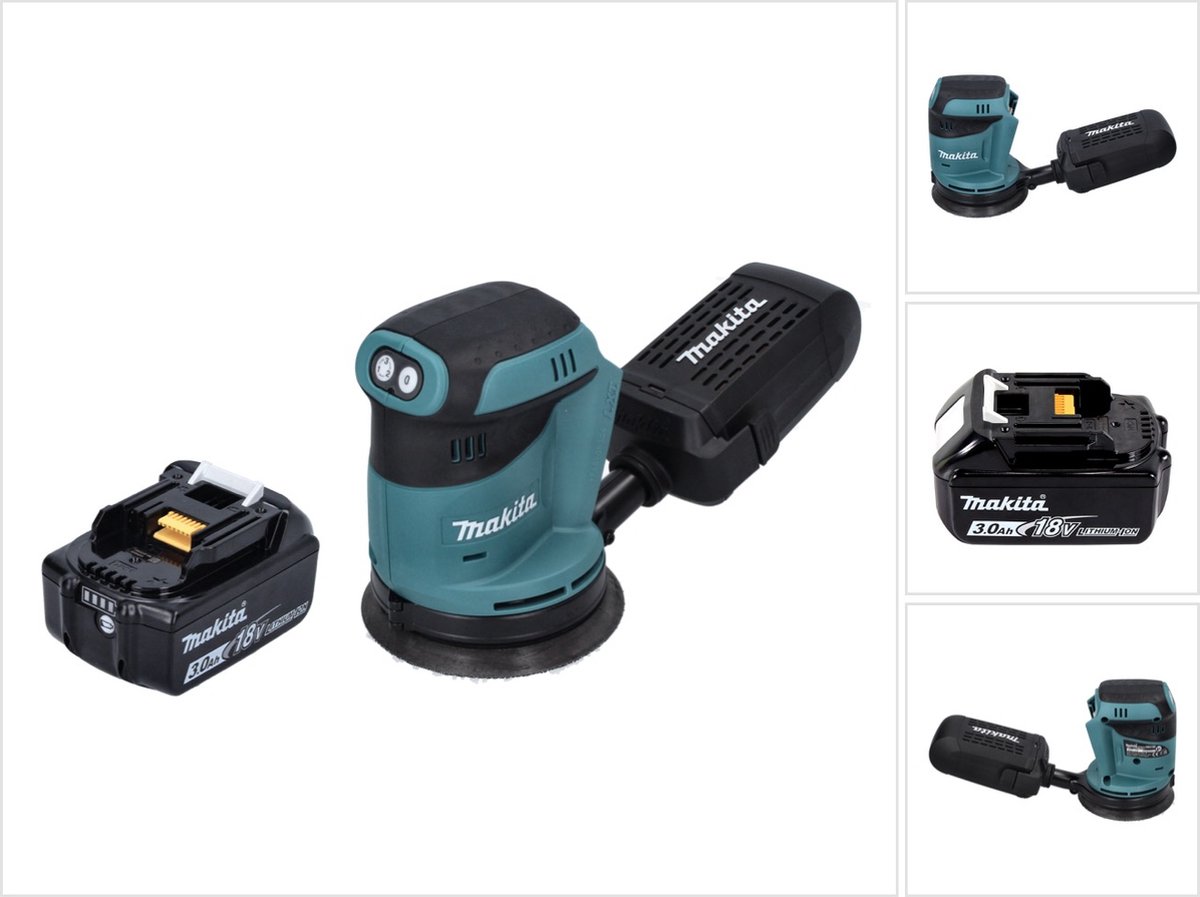 Makita DBO 180 F1 accu excentrische schuurmachine 18 V 125 mm + 1x accu 3,0 Ah - zonder oplader