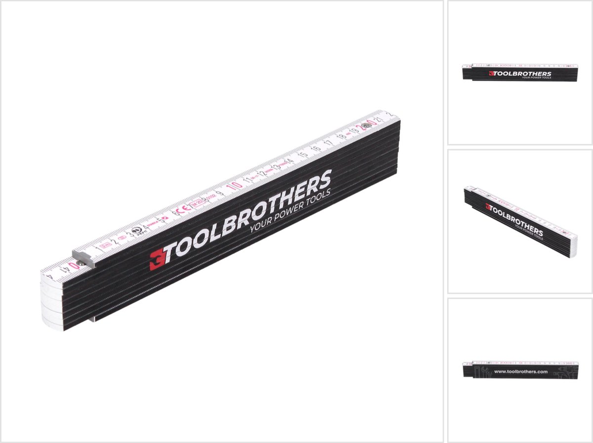 Stabila Toolbrothers duimstok met hoekmeter 2 m nauwkeurigheidsklasse III met PEFC-keurmerk zwart wit