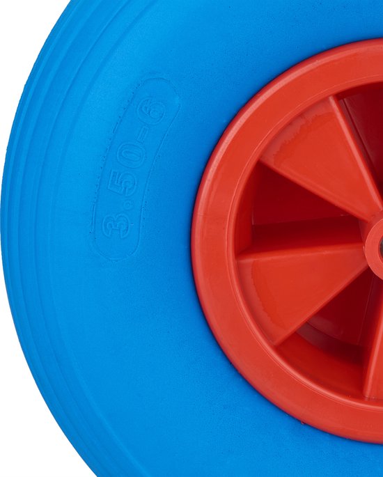 kruiwagenwiel - 3.50-6 - massief rubber - kunststof velg - anti-lek - 100 kg - blauw-rood — afbeelding 2