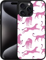 Cazy Hardcase Hoesje geschikt voor iPhone 15 Pro Max Roze Cheeta's