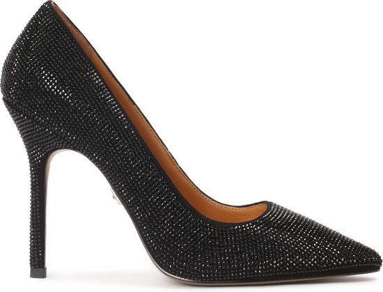 Black stiletto pumps decorated with crystals