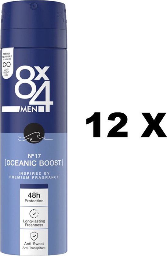 Foto: 8x4 deo spray men no 17 oceanic boost 12 x 150 ml