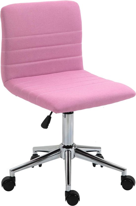 Linus Chaise de bureau, chaise pivotante pour enfants, revêtement en tissu, rose