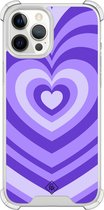 Casimoda® hoesje - Geschikt voor iPhone 12 Pro Max - Hart Swirl Paars - Shockproof case - Extra sterk - TPU/polycarbonaat - Paars, Transparant