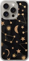 Casimoda® hoesje - Geschikt voor iPhone 15 Pro Max - Counting The Stars - 2-in-1 case - Schokbestendig - Sterren - Verhoogde randen - Zwart, Transparant