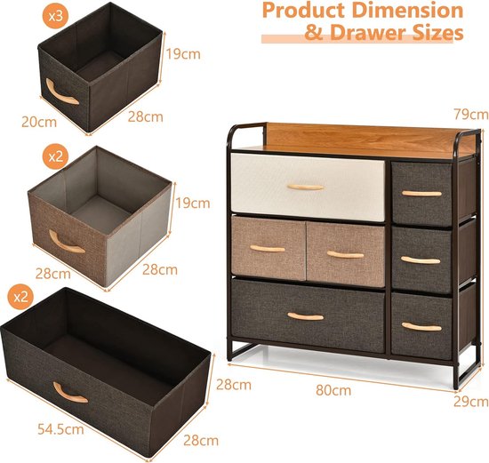 Dressoir met 4 vakken houtdecor organisch 90cm wit