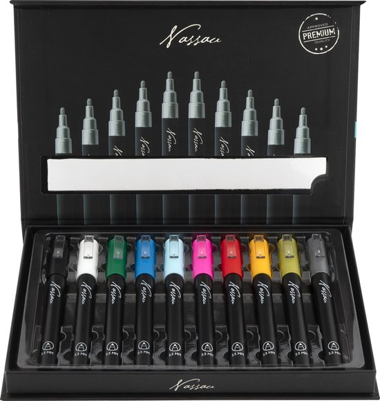 Nassau Fine Art Set à peinture acrylique – Qualité professionnelle – Polyvalent et durable – Pour Artistes, Hobby et DIY – Fermeture magnétique