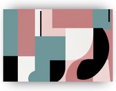 Minimalism roze blauw zwart wit - Abstract schilderij op canvas - Wanddecoratie minimalisme - Muurdecoratie kinderkamer - Schilderij op canvas - Woonaccessoires - 70 x 50 cm 18mm