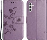 Coverup Bloemen & Vlinders Book Case - Geschikt voor Samsung Galaxy S24 Hoesje - Lila