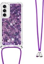Coverup Liquid Glitter Back Cover met Koord - Geschikt voor Samsung Galaxy S23 FE Hoesje - Paars