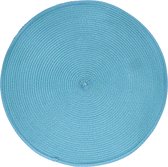 1x Ronde placemats turquoise geweven 38 cm - Tafeldecoratie - Borden onderleggers van kunststof